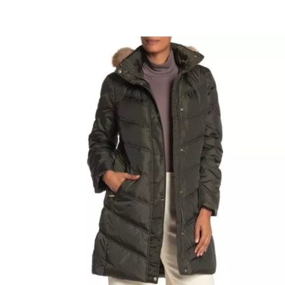 Michael Kors Size S Missy 3/4 Down Faux Fur Trim Jacket - Picture 3 of 7